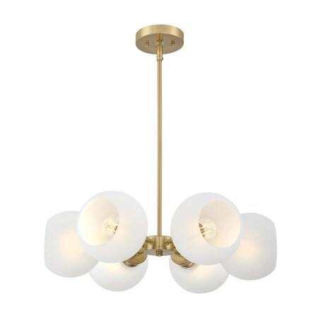Westinghouse Chandelier 60W 6-Light Dorney Champagne Brass Frosted Glass 6128100